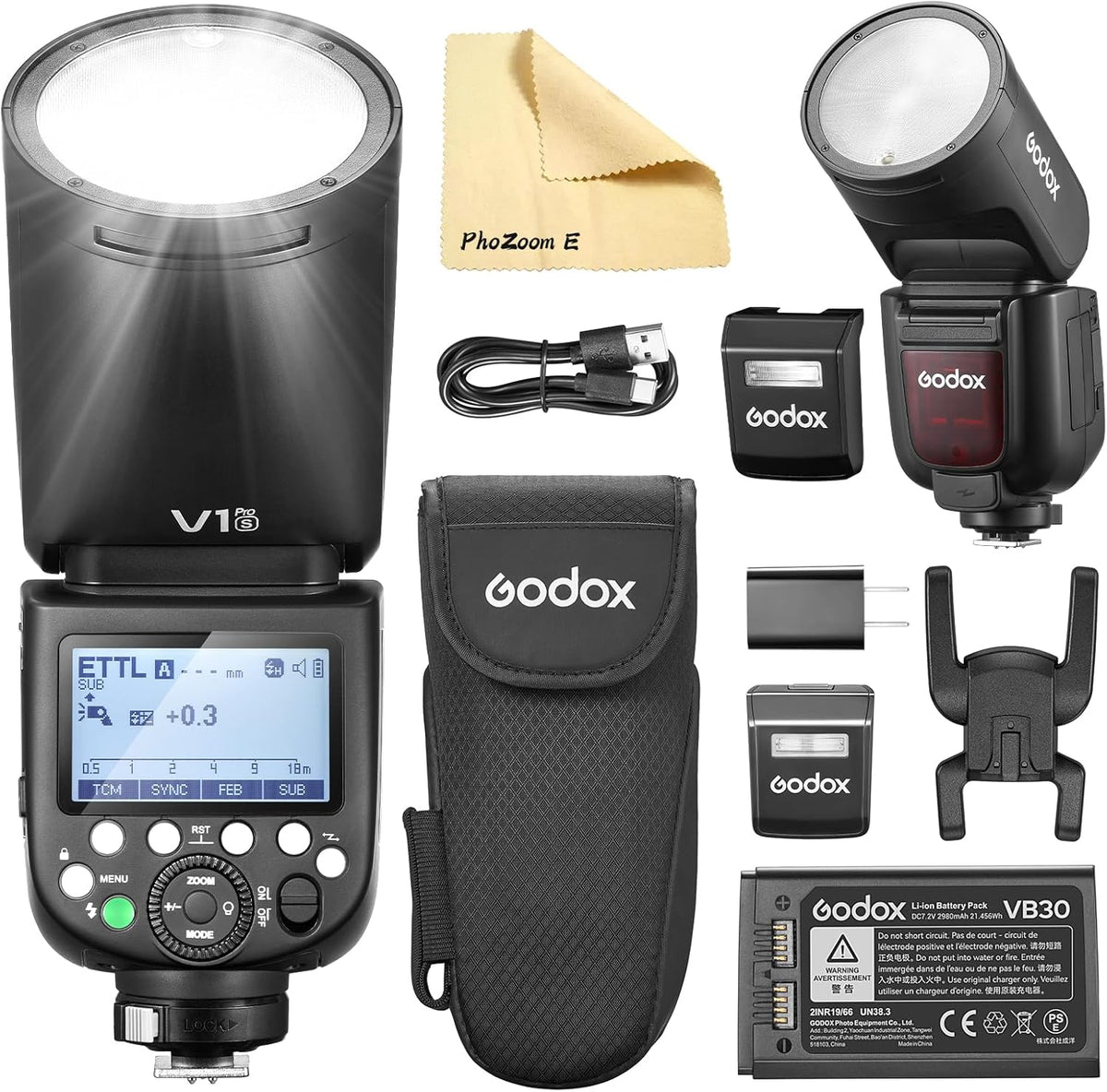 Godox V1PRO S flash TTL para Sony - Cabeza redonda de 76 Ws y HSS 1 a 8000 s - Batería Li Ion integrada - Sistema inalámbrico 2,4 GHz y montaje en zapata Sony