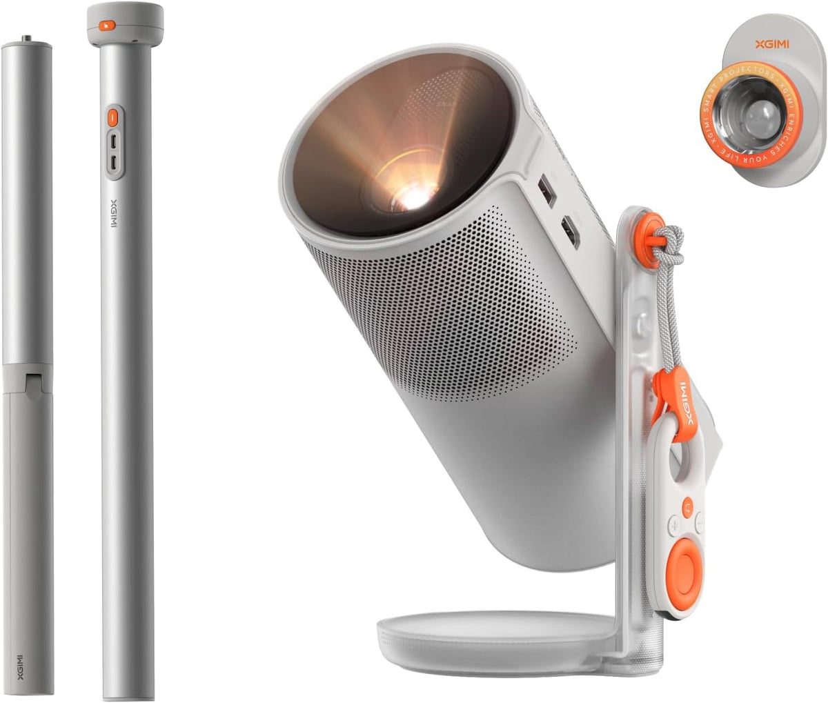XGIMI MoGo 4 2025 - Proyector portátil Full HD 1080P de 450 lúmenes ISO - PowerBase con batería y autonomía de 5 horas - Google TV Netflix soporte 360 grados y Harman Kardon 12 W