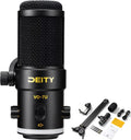 Deity VO 7U - Micrófono USB para podcast streaming gaming y karaoke - Salida de monitor de 3,5 mm y patrón unidireccional - Incluye brazo articulado para escritorio y grabación