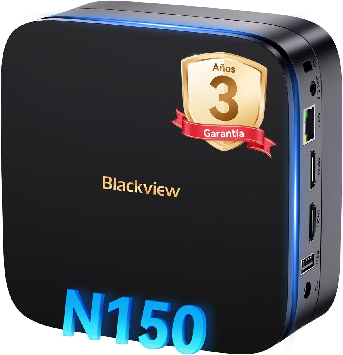 Blackview MP60 - Mini PC Intel N150 con 16 GB RAM y SSD M.2 de 512 GB - Doble HDMI UHD 4K y almacenamiento ampliable hasta 2 TB - WiFi 5 Bluetooth y RJ45