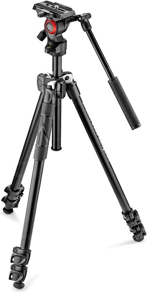 Manfrotto 290 Light MK290 LTA3 V - Trípode de aluminio con cabezal fluido Befree Live - Altura máxima 1100 mm y carga de 4 kg - Para cámara videocámara y creación de vídeo