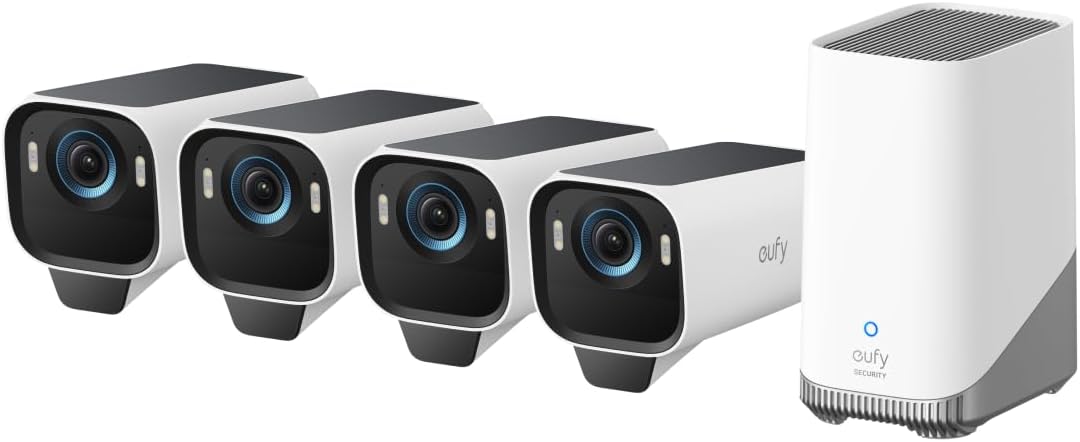 eufyCam S3 Pro - Cámara de vigilancia WiFi exterior 4K con batería - Visión MaxColor y reconocimiento facial mediante IA - Almacenamiento local ampliable con compatibilidad Alexa