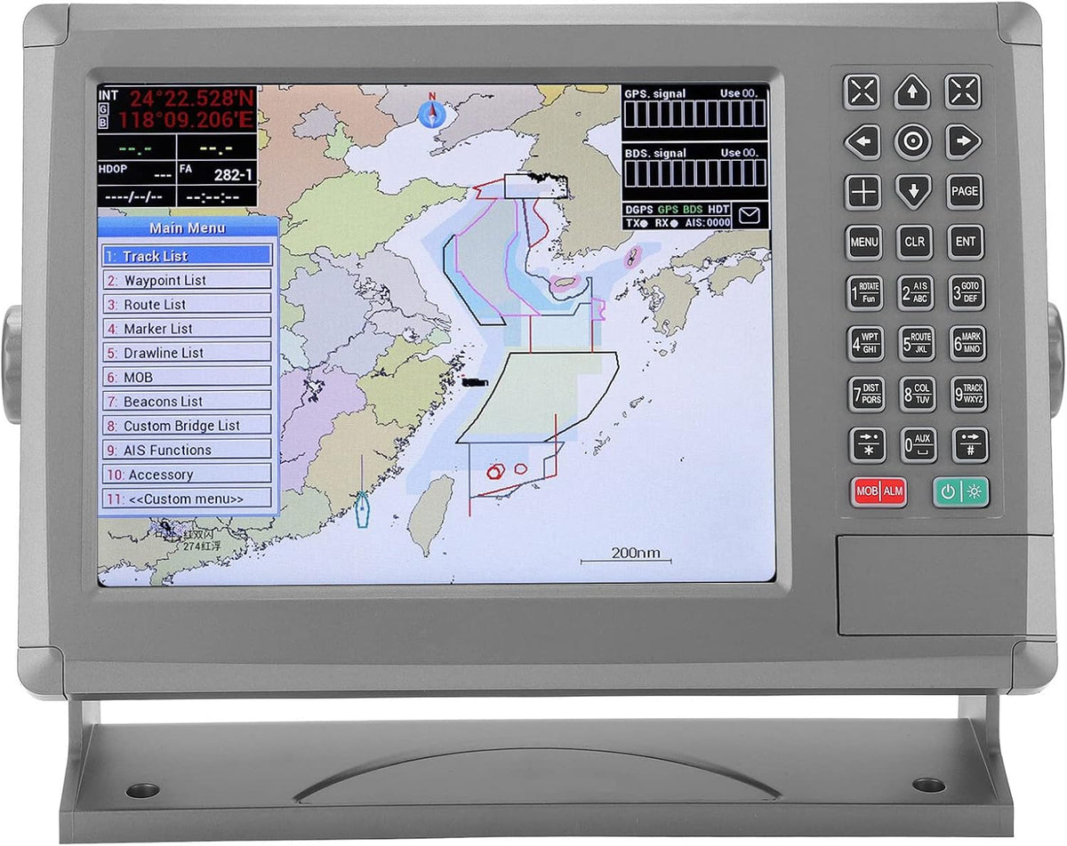 Acouto navegador marino LCD de 10,4 pulgadas - Pantalla en color de alta sensibilidad - Alarma con transmisión de voz integrada - Alimentación DC de 12 a 36 V para barcos