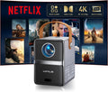 WiMiUS mini proyector portátil - Full HD 1080P con Netflix y Dolby Audio - Enfoque electrónico corrección automática WiFi Bluetooth - HDMI ARC para cine educación y gaming