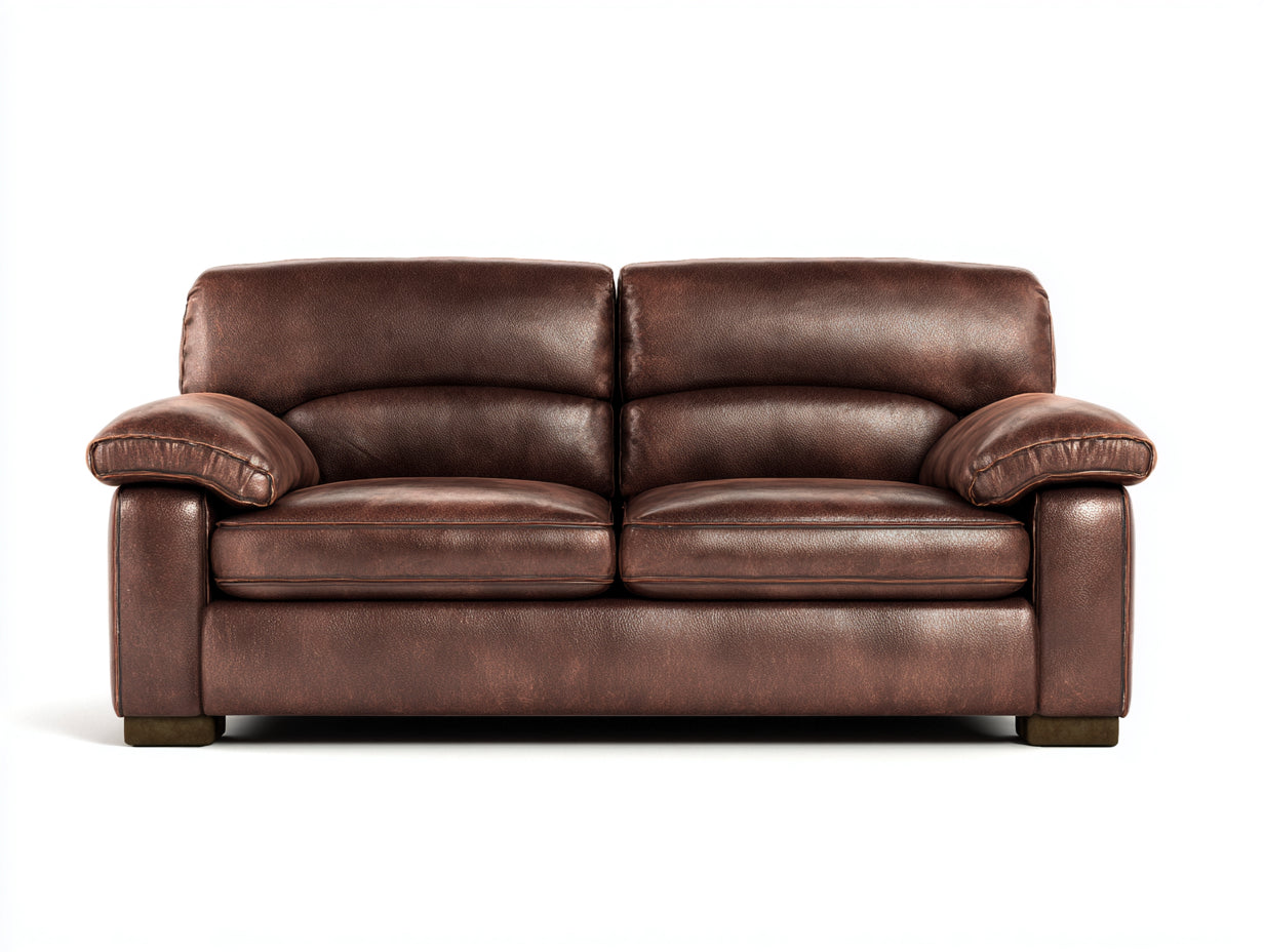 Sofás 2 plazas piel sintética 175x88x82 cm - marrón oscuro - diseño acolchado moderno