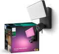 Philips Hue Secure cámara con foco LED - Vídeo 1080p para vigilancia exterior - Estructura metálica negra con sensor de movimiento - Audio bidireccional visión nocturna y control por app