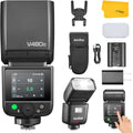 Godox V480 C - Flash TTL GN50 para cámaras Canon - HSS hasta 1 a 8000 s y reciclaje de 1,7 s - Sistema inalámbrico 2,4 GHz batería 2200 mAh y hasta 650 destellos