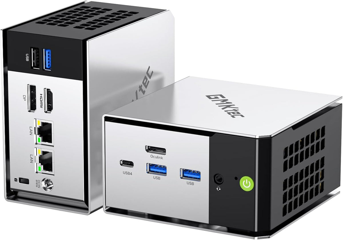 GMKtec M8 Mini PC Ryzen 5 Pro 6650H - 16 GB LPDDR5 y SSD PCIe de 512 GB - Doble LAN 2,5GbE - OCuLink USB4 HDMI y USB C para multimedia