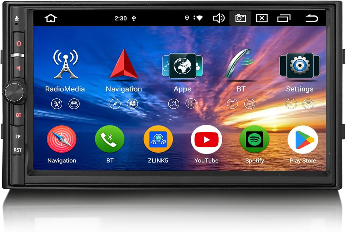 Erisin radio universal Android 14 - 8 núcleos con 4 GB RAM y 64 GB para doble DIN - CarPlay Android Auto GPS DSP Bluetooth 5.0 WiFi DAB - IPS DVR OBD para coche y Nissan