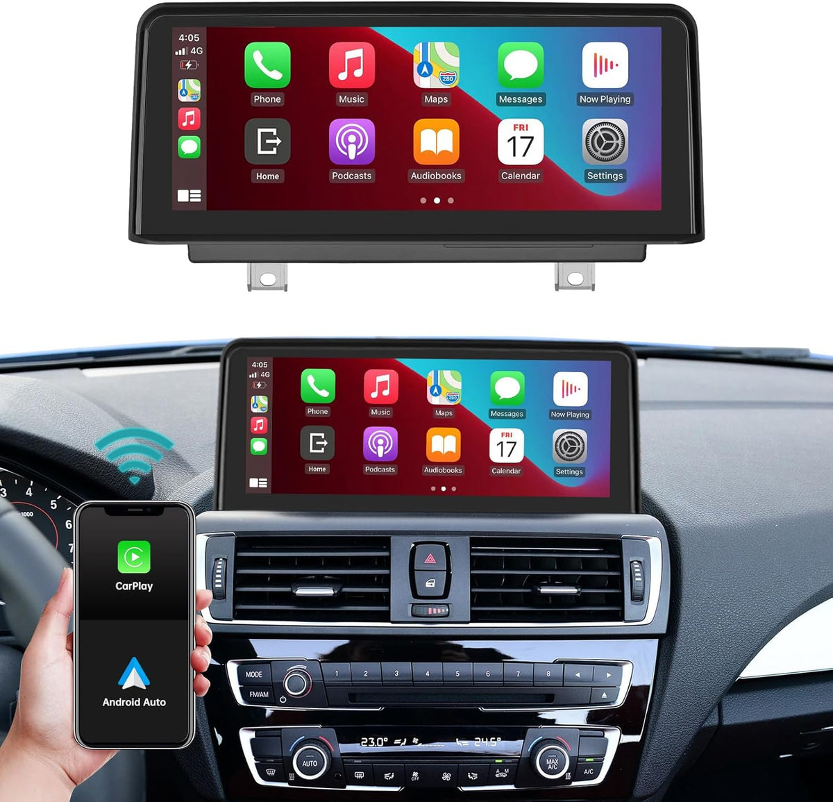 Ninetom radio de coche para BMW Serie 1 y 2 - Pantalla táctil de 12,3 pulgadas - CarPlay Android Auto y MirrorLink - Navegación GPS DSP y Bluetooth