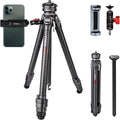 COMAN Zero F38 - Trípode de fibra de carbono con cabezal panorámico de 360 grados - Altura de 15,3 a 156,7 cm y carga 18 kg - Sistema F38 para DSLR cámara móvil y videocámara