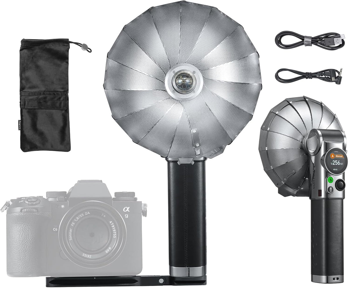Godox Lux Master Retro - Flash TTL HSS con diseño retro y pantalla táctil - Sistema inalámbrico X de 2,4 GHz y batería integrada - Compatible con Sony Nikon Canon Fuji Panasonic Leica y Olympus