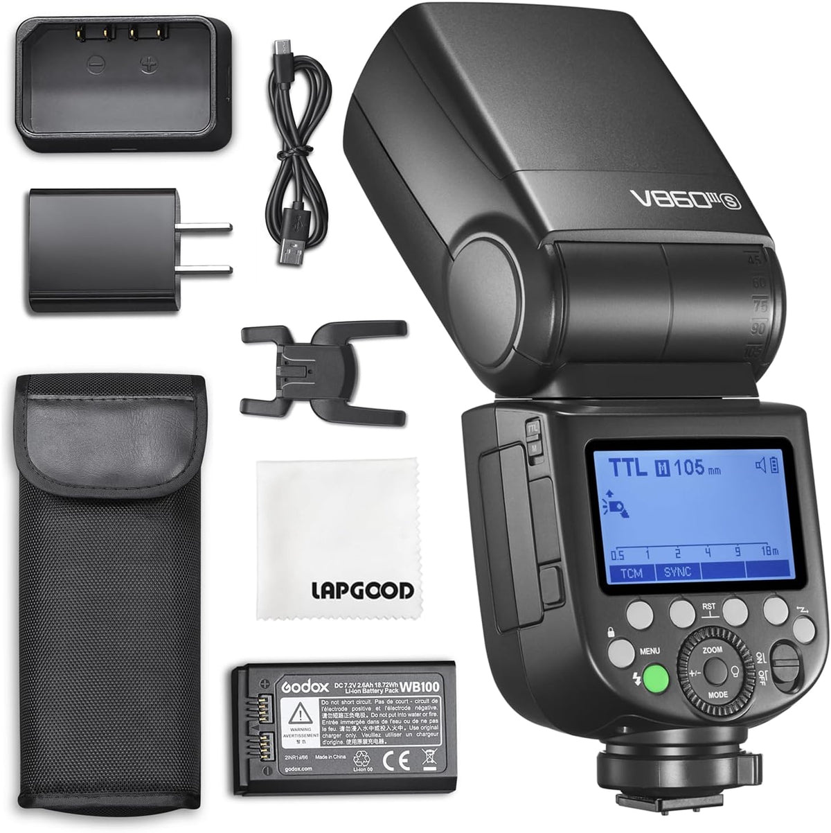 Godox V860III S - Flash TTL GN60 para cámaras Sony - HSS 1 a 8000 s y sistema inalámbrico 2,4 GHz - Batería de litio 2600 mAh para Sony A7 A7R A7S A6000 y A6300