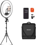 NEEWER RL45B aro de luz de 18 pulgadas - Potencia de 45 W y 3300 lux - Temperatura de 2900 a 7000 K con 12 escenas - App 2,4 GHz USB C y mando magnético