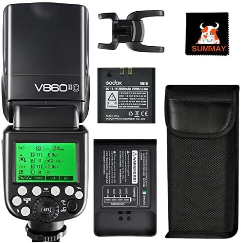 Godox V860II C flash TTL para Canon - Número guía 60 y HSS 1 a 8000 s - Batería Li Ion recargable incluida - Comunicación inalámbrica óptica para cámaras Canon EOS