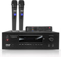 Pyle amplificador receptor 1000 W - Sistema de audio 5.2 canales con Bluetooth y micrófono inalámbrico - HDMI USB MP3 RCA radio AM FM - Escalado 4K y Dolby para karaoke y cine