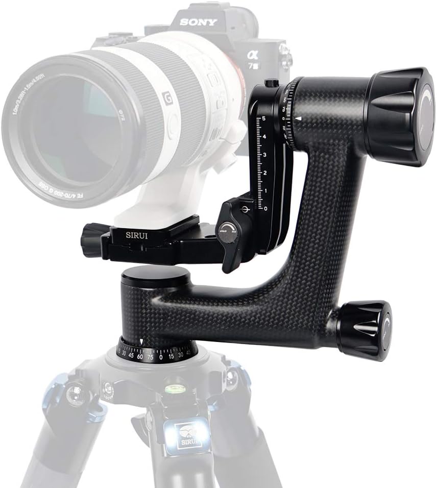 SIRUI PH 10 cabezal gimbal profesional - Fibra de carbono con giro panorámico de 360 grados - Carga máxima de 15 kg - Placa Arca Swiss para trípode y monopié