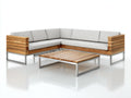 Sofás de exterior madera metal y tela 260x260x72 cm - roble-beige - diseño modular moderno con mesa