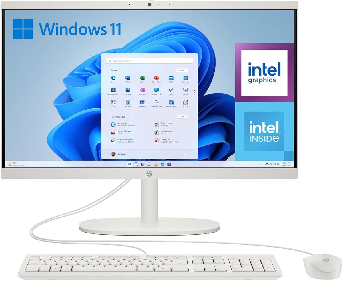 HP All in One 22 dg0014ns - Pantalla de 21,5 pulgadas con Intel N100 - 8 GB RAM y SSD de 256 GB - Windows 11 Home con teclado QWERTY español