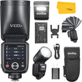 Godox V100S flash para Sony - Cabeza redonda de 100 Ws y HSS 1 a 8000 s - Batería Li Ion de 7,2 V y 2980 mAh - Sistema inalámbrico 2,4 GHz y hasta 400 destellos