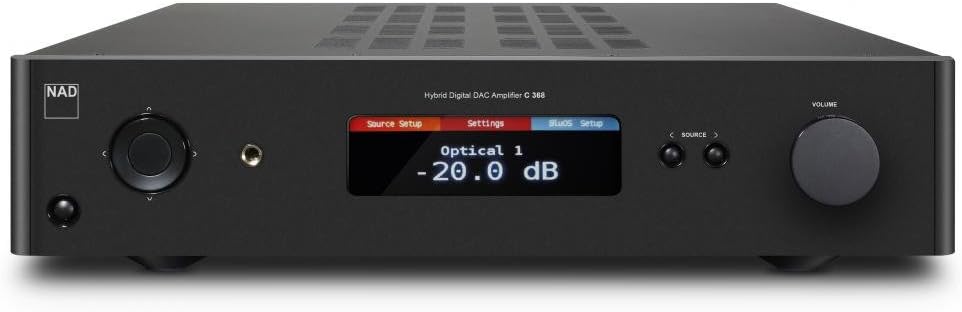 NAD C 368 - Amplificador estéreo de 2 canales con 80 W por canal - Diseño independiente de 43,5 x 39 x 10 cm - Para sistema HiFi doméstico con cable incluido