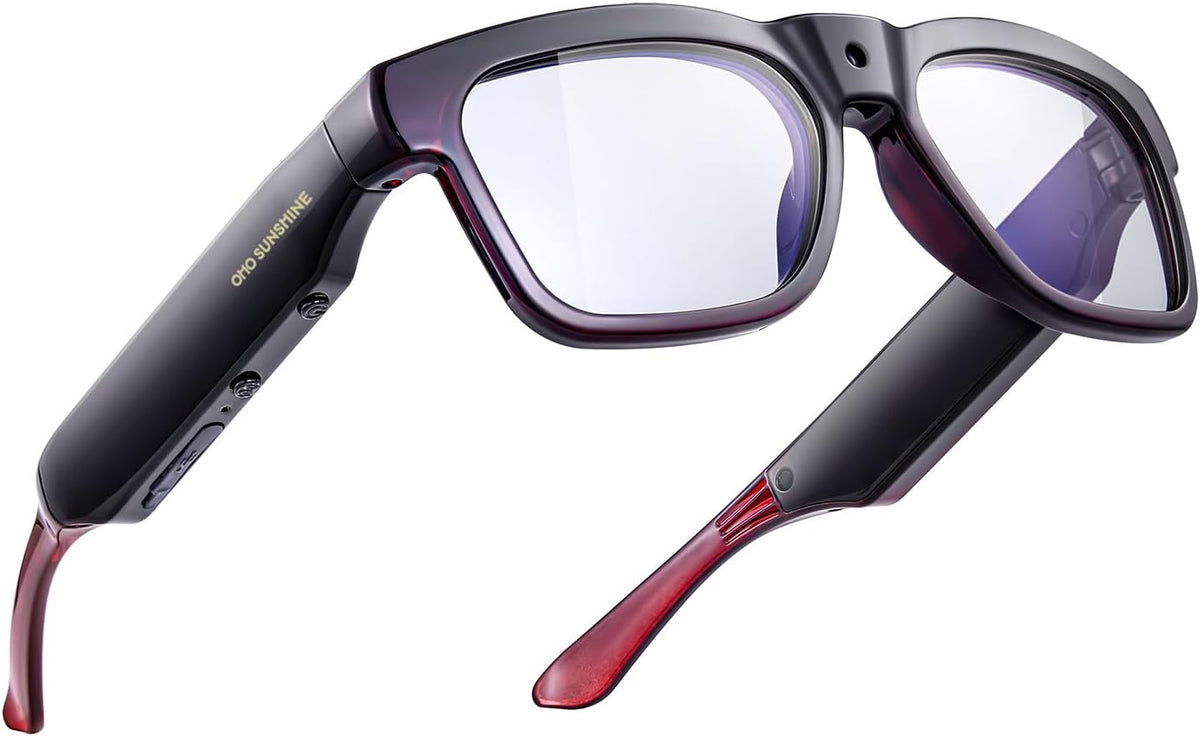 OhO sunshine gafas inteligentes de traducción AI - Cámara 4K y memoria de 64 GB - Traducción de idiomas en tiempo real - Bluetooth y llamadas manos libres para viajes