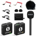 RODE Wireless ME kit de micrófono inalámbrico - Para vídeo videoconferencia y streaming - Conexiones USB y jack de 3,5 mm - Incluye Interview GO y protector de viento negro