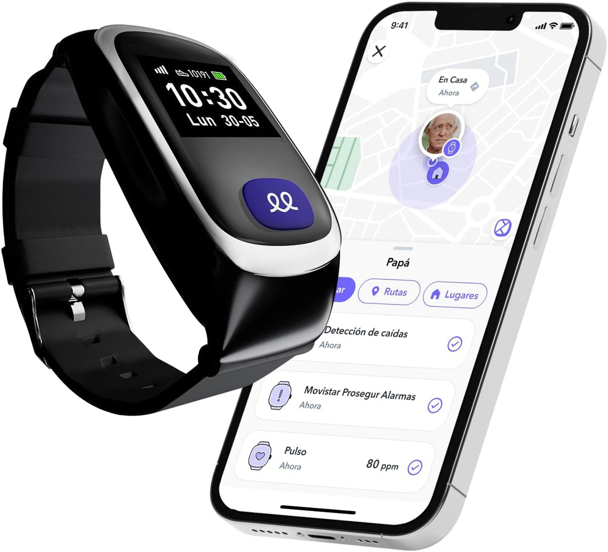 Durcal reloj de teleasistencia SOS - Conexión 24 horas con central de emergencias - GPS integrado y seguimiento en tiempo real - Micrófono alertas y batería recargable de 680 mAh