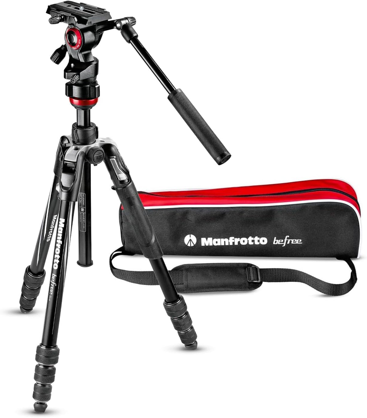 Manfrotto Befree Live Twist - Trípode de viaje de aluminio con cabezal fluido - Altura máxima 150 cm y capacidad de 4 kg - Cierre de rosca para DSLR CSC vídeo y vlogging