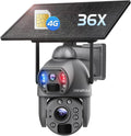 Cámara de vigilancia 4G PTZ de 6 MP - Zoom óptico 36x y giro de 360 grados - Visión nocturna hasta 150 m con doble PIR - Doble lente audio bidireccional y carcasa metálica
