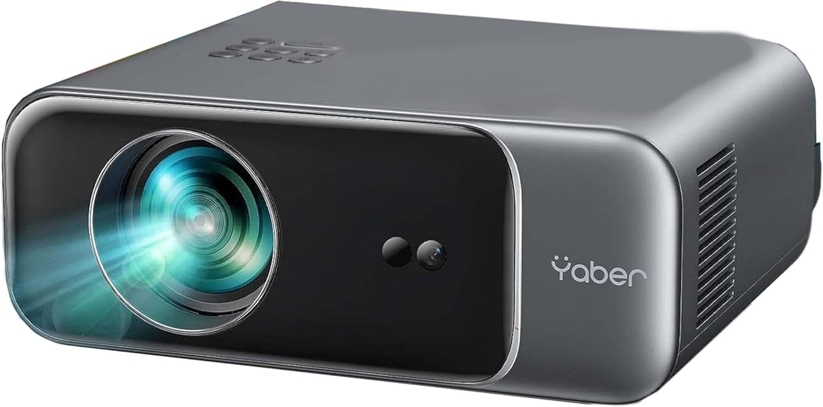 YABER proyector portátil para cine en casa - Full HD 1080p compatible con 4K y 400 ISO - Pantalla de hasta 300 pulgadas - WiFi 6 Bluetooth autoenfoque y Keystone