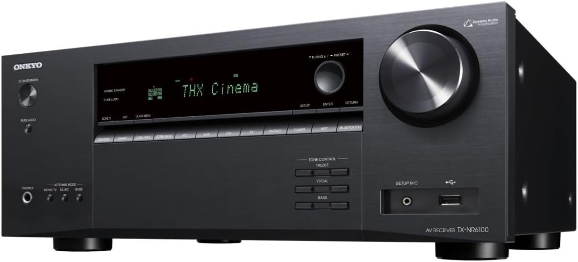 Onkyo TX NR6100 receptor AV - Sonido de 7,2 canales - 3 puertos HDMI y Bluetooth - eARC HDR10 y control con Amazon Alexa