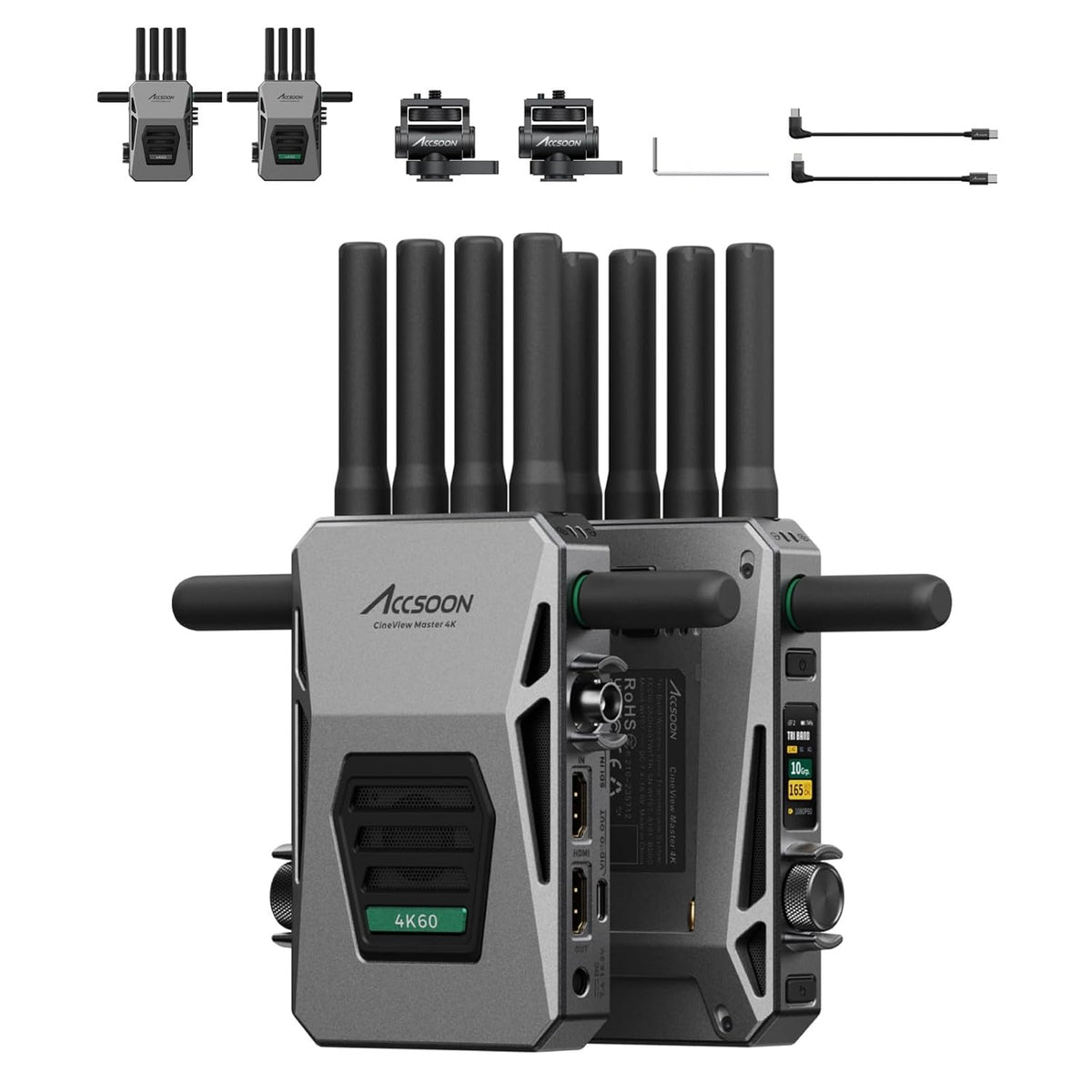 Accsoon CineView Master - Sistema inalámbrico de vídeo 4K a 60p con latencia de 25 ms - HDMI SDI y triple banda 2,4 5 y 6 GHz - Para cine eventos iPhone iPad y producción profesional