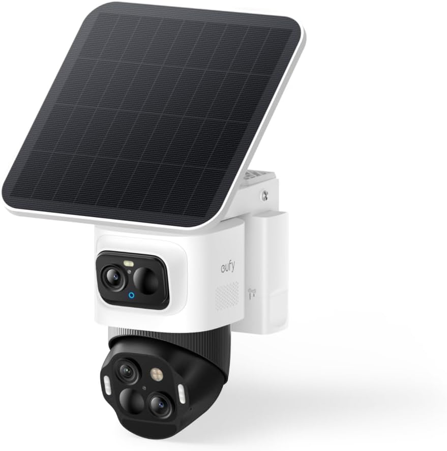 eufy Security SoloCam S4 - Cámara WiFi solar exterior 4K con vigilancia de 360 grados - Batería integrada y visión nocturna - Montaje en pared compatible con HomeBase 3