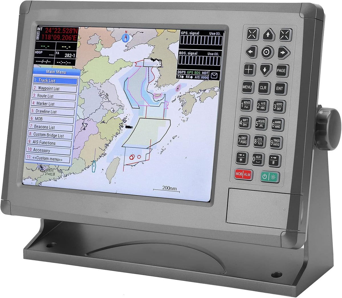 Navegador GPS marino de 10,4 pulgadas - Pantalla LCD color 800 x 600 de alto brillo - Protección IPX6 con entrada AIS y transmisión de voz - Alimentación DC de 12 a 36 V