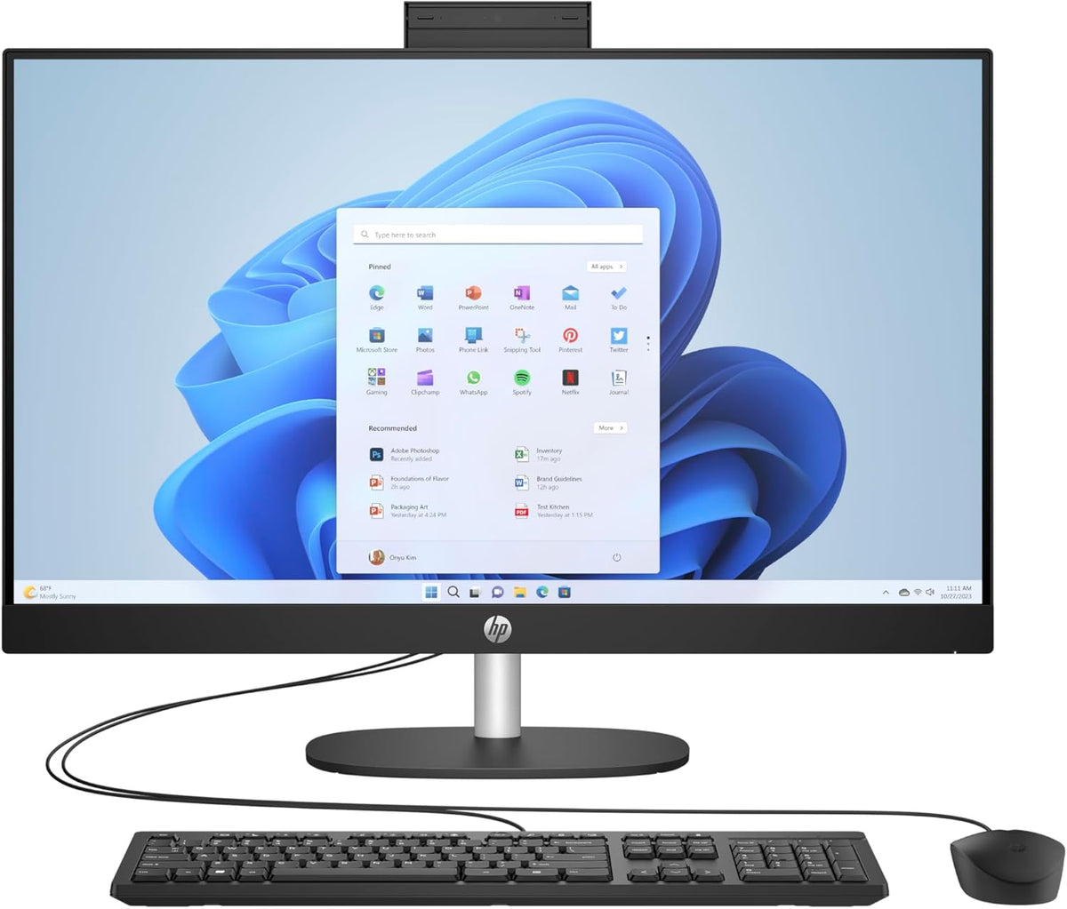 HP All in One 24 cr0101ns - Pantalla FHD de 23,8 pulgadas con Intel Core i3 N300 - 8 GB RAM y SSD de 512 GB - Windows 11 Home con teclado QWERTY español