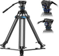 SIRUI SQ75 S5 trípode profesional de vídeo - Fibra de carbono con altura de 63,5 a 178 cm - Cabezal fluido hidráulico S5 - Sistema rápido doble placa QR y carga máxima de 8 kg