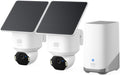 eufy Security E42 - Kit de 2 cámaras solares WiFi exteriores 4K con HomeBase 3 - Giro 360 grados y seguimiento mediante IA - Luz integrada montaje mural y sistema inalámbrico