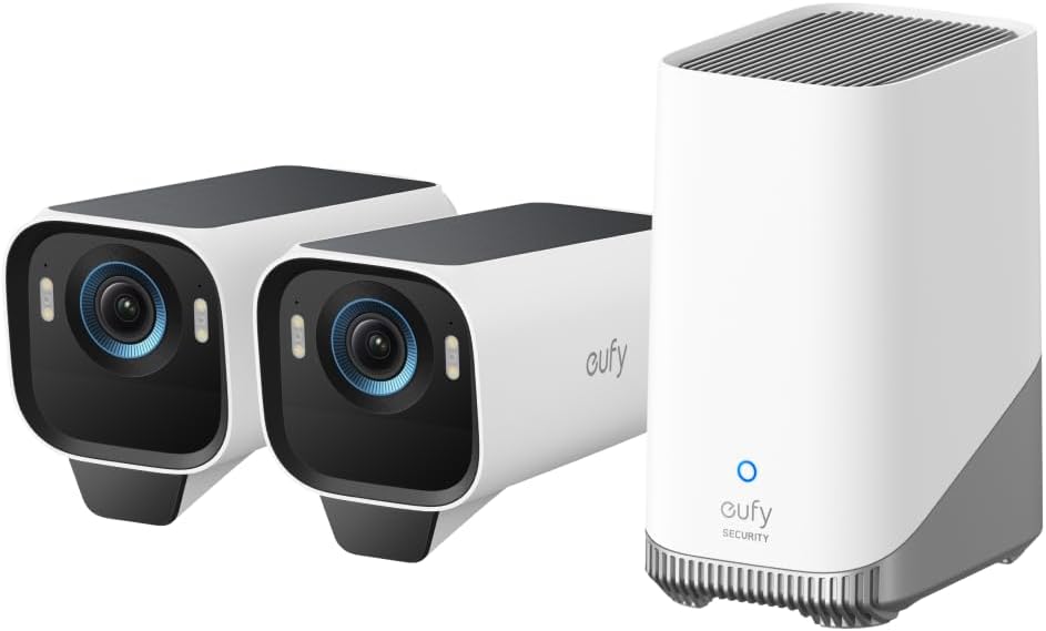 eufy Security S3 Pro - Cámara solar WiFi exterior 4K con visión MaxColor - Reconocimiento facial mediante IA y batería - Almacenamiento local ampliable y control compatible con Alexa
