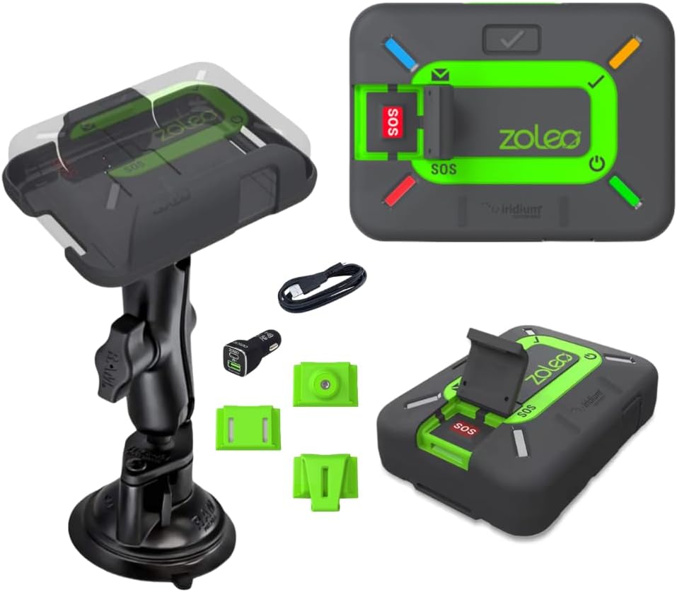 ZOLEO comunicador por satélite - Mensajería bidireccional global con SMS y correo electrónico - SOS y ubicación GPS con kit de montaje - Dispositivo de 142 g para actividades remotas