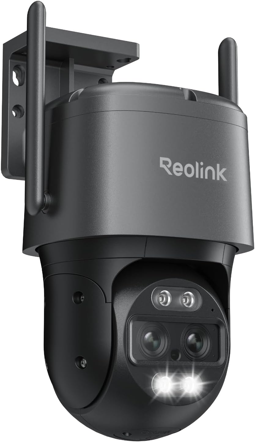 Reolink TrackMix WiFi 6 cámara PTZ 4K - Doble lente y zoom híbrido 6x - Seguimiento automático con detección inteligente - Visión nocturna en color y montaje en pared