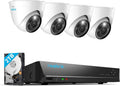 Reolink RLK8 1200D4 A - Kit de 4 cámaras PoE de 12 MP con NVR de 8 canales - Disco duro de 2 TB para grabación continua - Foco visión nocturna en color y audio bidireccional