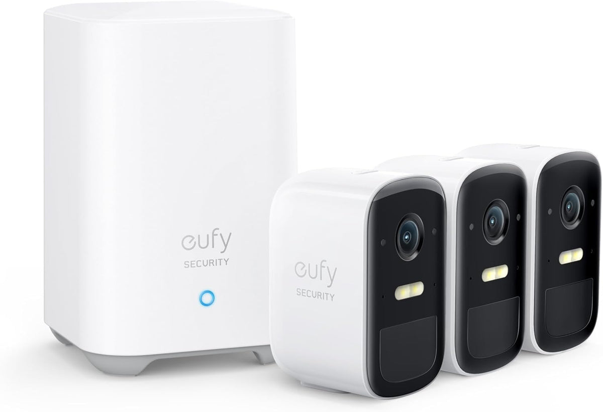 eufyCam 2C conjunto de 3 cámaras WiFi - Vídeo HD 1080p para vigilancia exterior - Batería con autonomía de hasta 180 días - Visión nocturna y control desde smartphone
