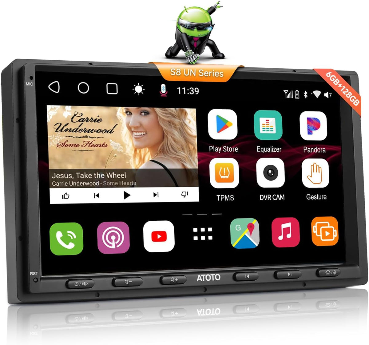 ATOTO S8 radio Android 2 DIN - Pantalla QLED de 7 pulgadas con 6 GB RAM y 128 GB - CarPlay Android Auto inalámbricos y 4G - GPS DSP WiFi Bluetooth USB y aptX HD