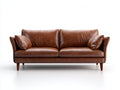 Sofás 2 plazas de cuero 190x88x82 cm - marrón - diseño moderno con patas de madera para salón