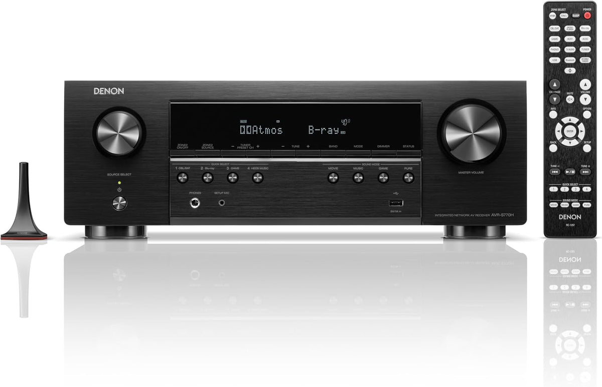 Denon AVR S770H receptor de cine en casa - 7,2 canales con 75 W por canal - 8 HDMI UHD 8K con eARC - HEOS WiFi Bluetooth Dolby TrueHD y DTS
