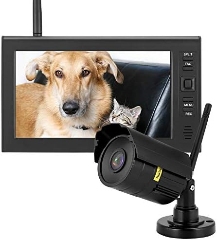 Sistema de vigilancia WiFi con monitor - Pantalla LCD de 7 pulgadas y 4 canales - Cámaras Bullet con vídeo 480p - Visión nocturna sensor de movimiento y tarjeta TF de 32 GB