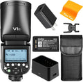 Godox V1 S - Flash Speedlight de cabezal redondo para cámaras Sony - HSS 1 a 8000 s con número guía 54 - Zapata mejorada batería incluida y compatibilidad con series a9 a7 y a6000