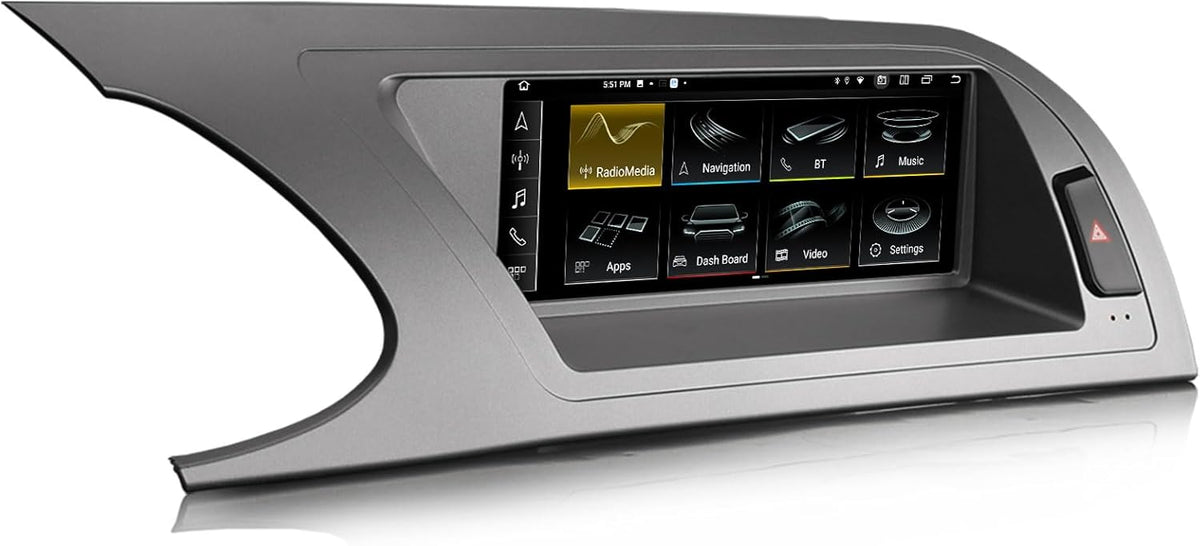 Erisin radio Android 14 para Audi A4 2009 a 2012 - Pantalla IPS de 8,8 pulgadas con 4 GB RAM y 64 GB - CarPlay Android Auto y GPS - Bluetooth 5.1 WiFi 4G USB DAB DVR y SWC