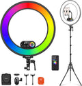 NEEWER RL45C de 18 pulgadas - Aro de luz RGB con trípode y soporte para teléfono - Control por aplicación mando y 2,4 GHz con ajuste de 360 grados - Para selfie maquillaje y grabación de vídeo